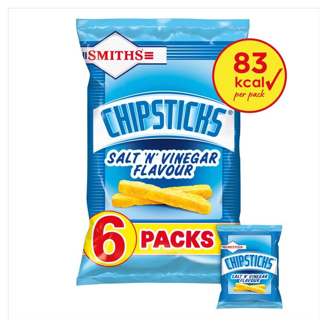 Smiths Chipsticks Salt & Vinegar Multipack Snacks, 6 per Pack