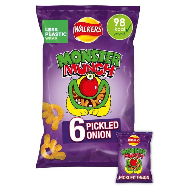 Walkers Monster Munch Pickled Onion Multipack Snacks, 6 per Pack