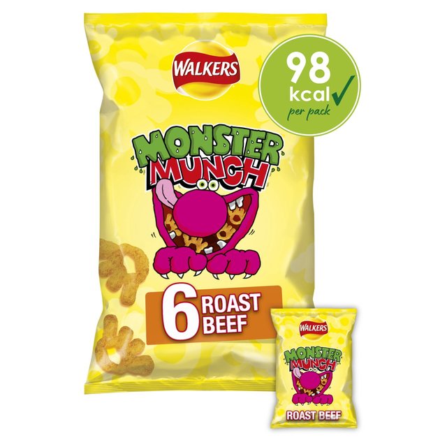 Walkers Monster Munch Roast Beef Multipack Snacks, 6 per Pack