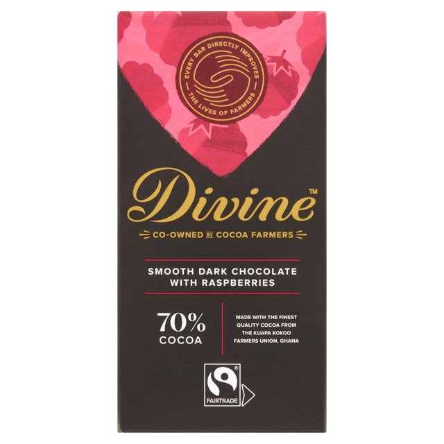 Divine 70% Dark Chocolate With Raspberry, 90g