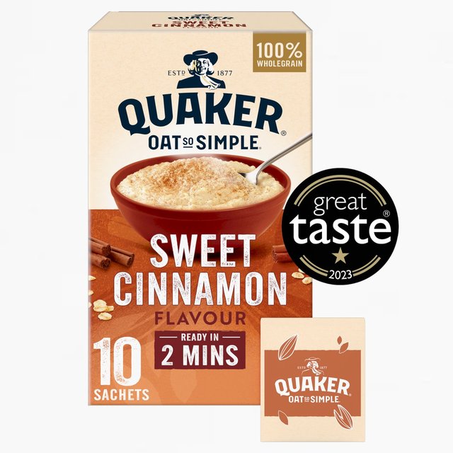 Quaker Oat So Simple Sweet Cinnamon Porridge Sachets Cereal, 10 Per Pack
