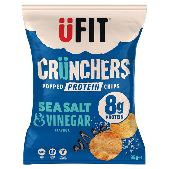 Ufit Crunchers Sea Salt & Vinegar High Protein Popped Chips, 35g