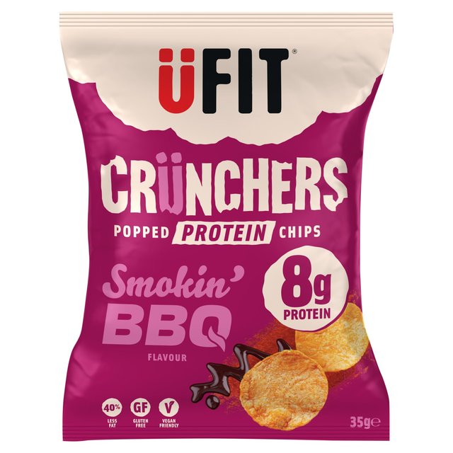 Ufit Crunchers Smokehouse Bbq High Protein Popped Chips, 35g
