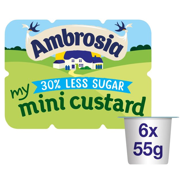 Ambrosia Custard Mini Pots 30% Reduced Sugar, 6 x 55g