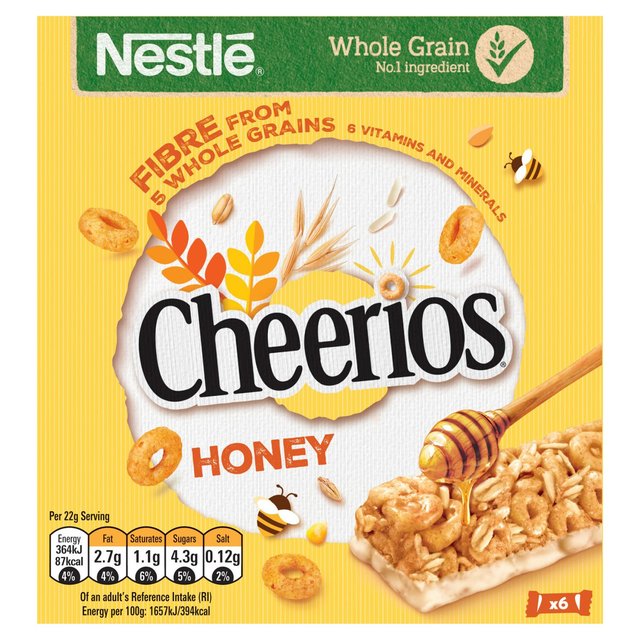 Nestle Cheerios Honey Cheerios Cereal Bars, 6 x 25g