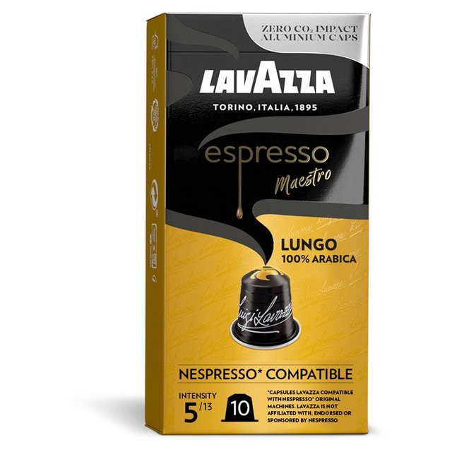 Lavazza Espresso Lungo Aluminium Nespresso Compatible Capsules, 10 Per Pack
