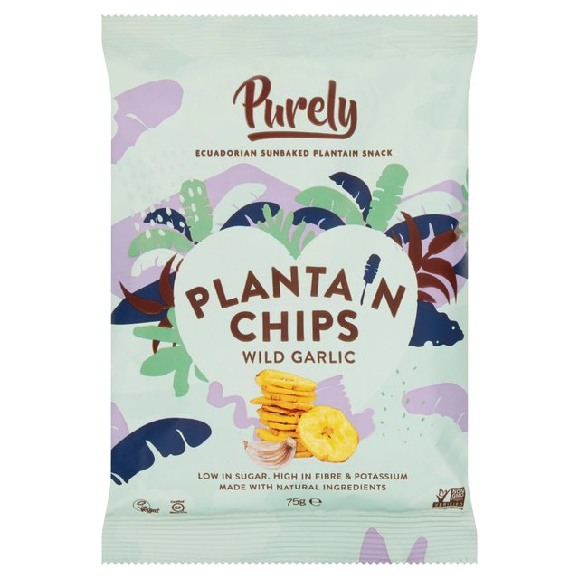 Purely Plantain Chips Wild Garlic, 75g