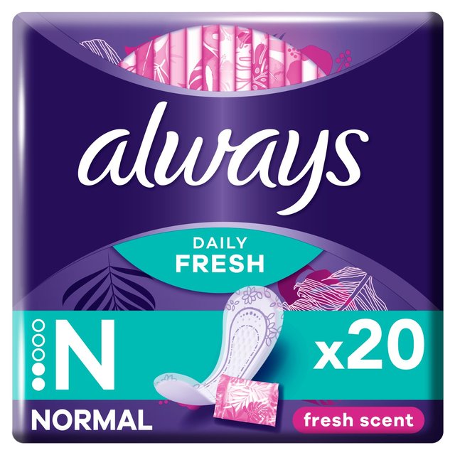 Always Dailies Singles Normal To Go Scented Panty Liners, 20 Per Pack