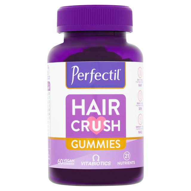 Vitabiotics Vegan Mixed Berry Perfectil Hair Crush Gummies, 60 Per Pack