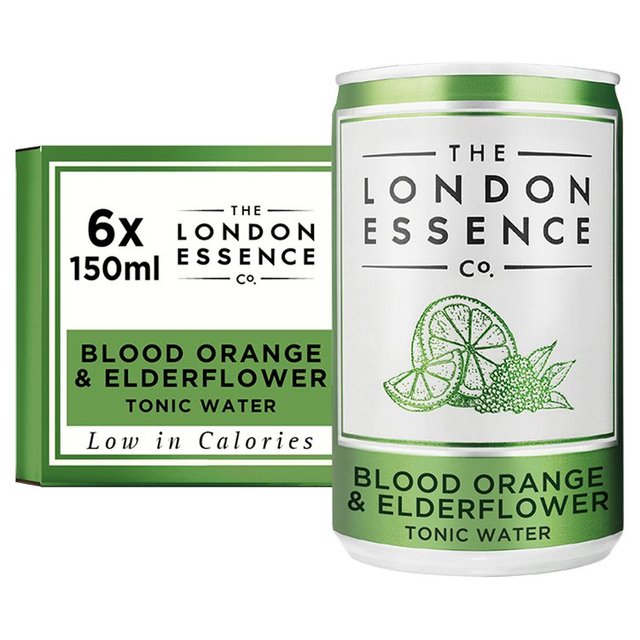 London Essence Co. Blood Orange & Elderflower Tonic Water Cans, 6 x 150ml
