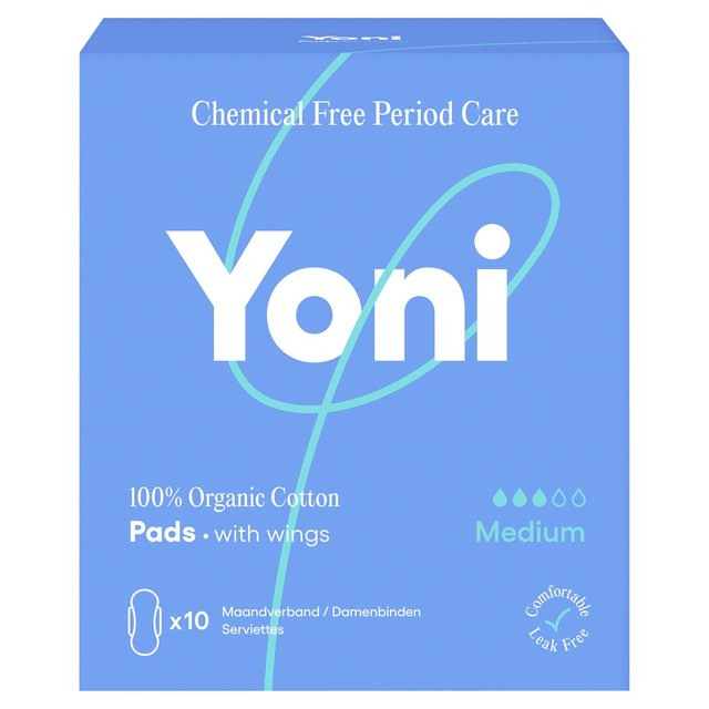 Yoni Organic Pads Medium, 10 Per Pack