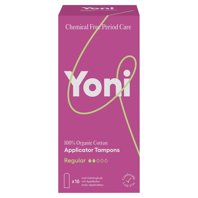 Yoni Organic Applicator Tampons Regular, 16 Per Pack