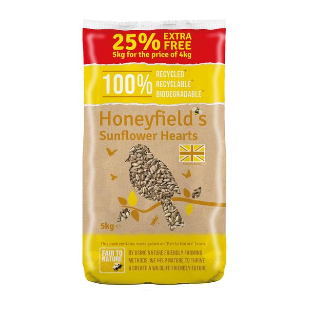 Honeyfield’s Sunflower Hearts Wild Bird Food 25% Extra Free, 5kg