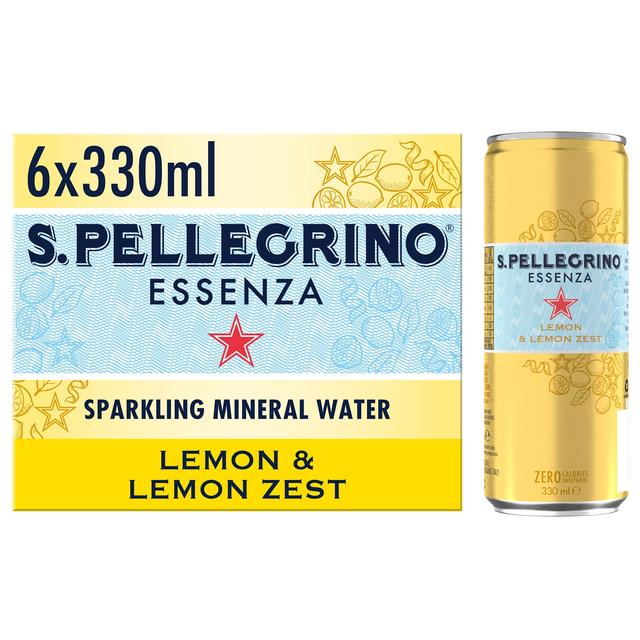 San Pellegrino Essenza Sparkling Lemon & Lemon Zest Water, 6 x 330ml