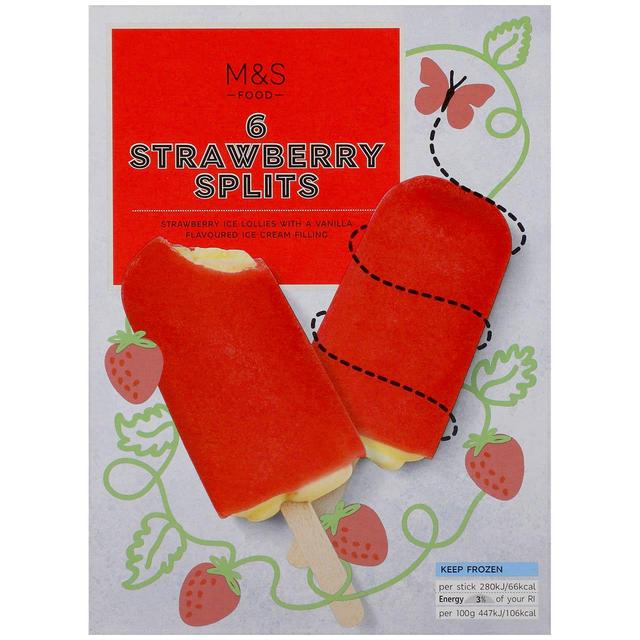 M & S Strawberry Split Lollies, 6 x 65g