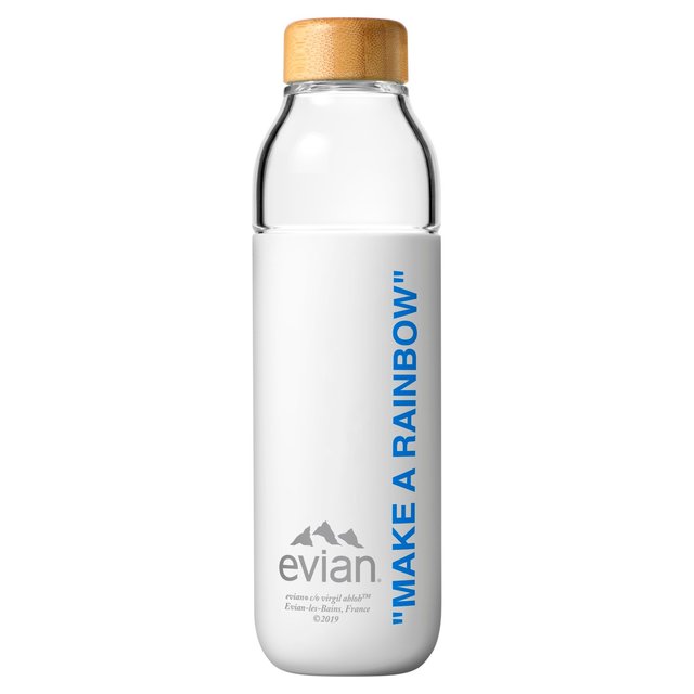 Evian Soma Travel Glass Water Bottle Designer Light Blue, 500ml