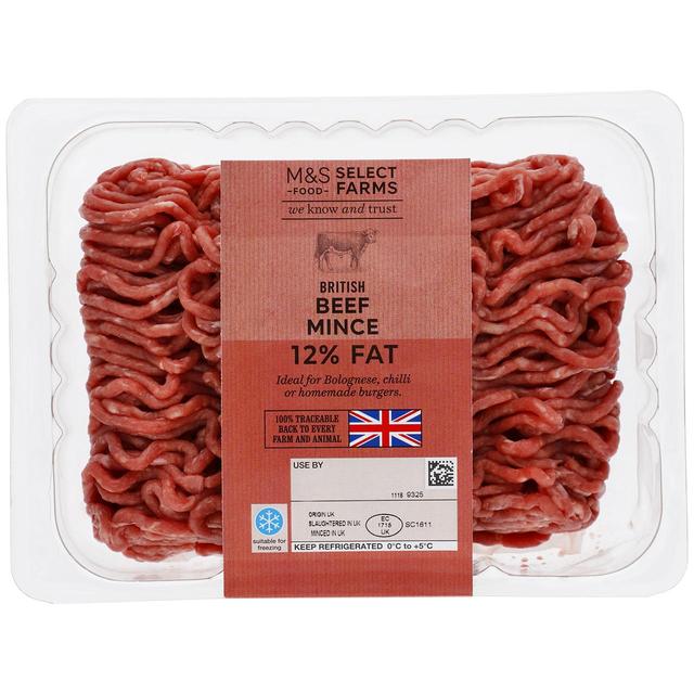 M & S Select Farms Beef Mince 12% Fat, 500g