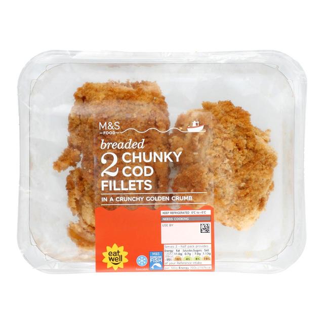 M & S 2 Breaded Chunky Cod Fillets, 360g