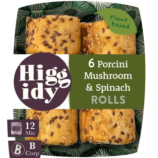 Higgidy Porcini Mushroom & Spinach Vegan Rolls, 160g