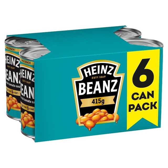 Heinz Baked Beans in a Rich Tomato Sauce, 6 x 415g
