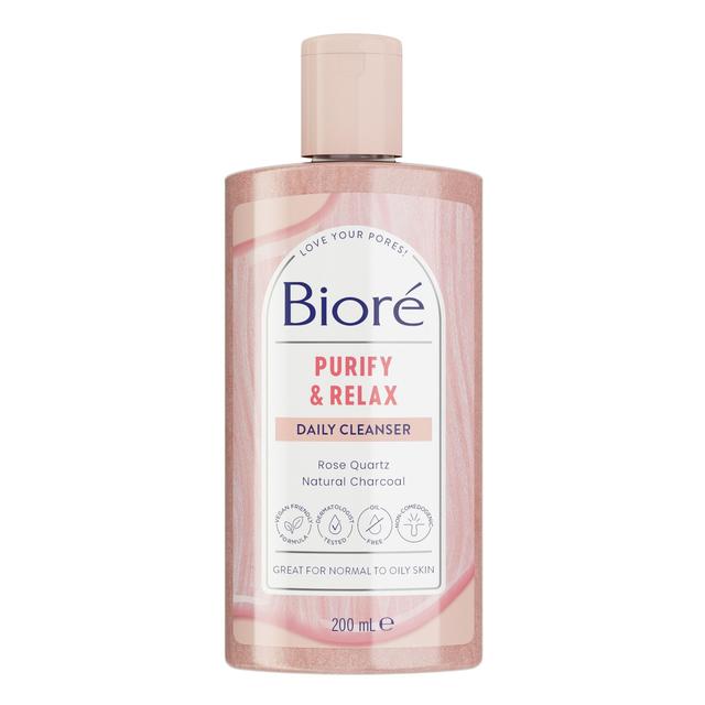 Biore Rose Quartz & Charcoal Purifying Face Wash Cleanser for Oily Skin, 200ml
