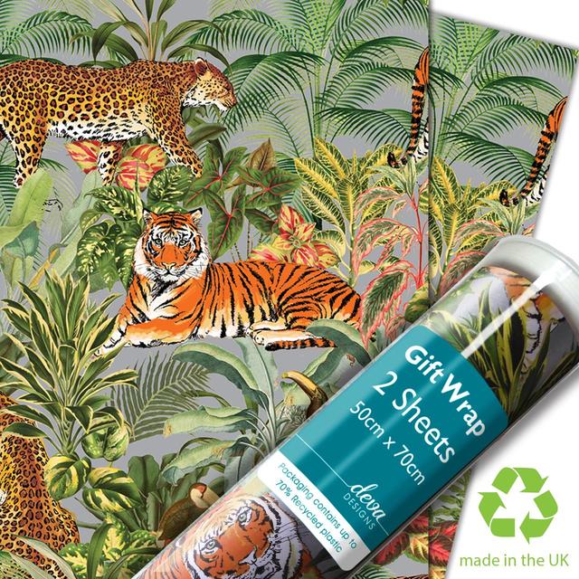 Deva Designs Jungle Tropics Gift Wrap Sheets, 2 per Pack