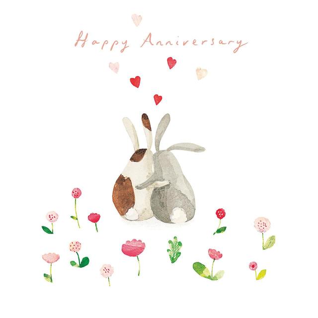 Bunnies Happy Anniversary Card, 16x16cm