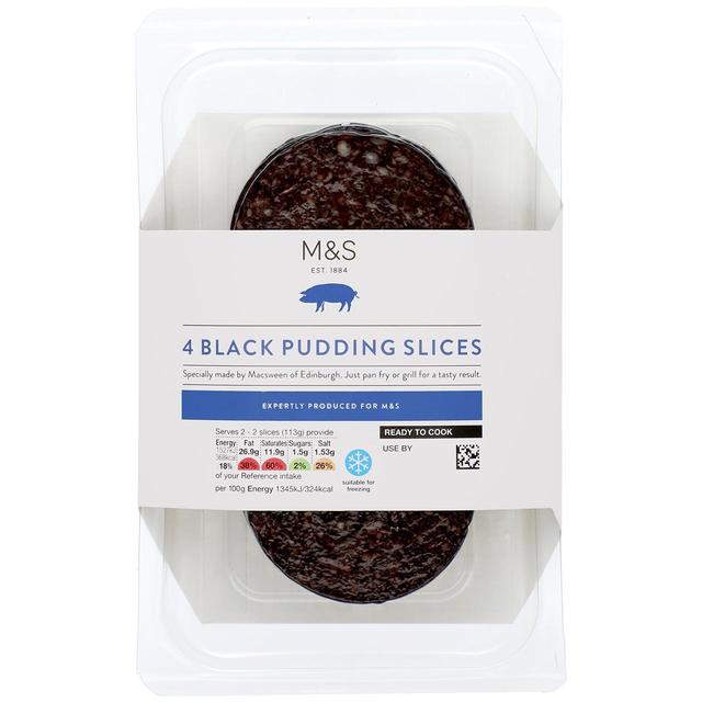 M & S 4 Black Pudding Slices, 227g