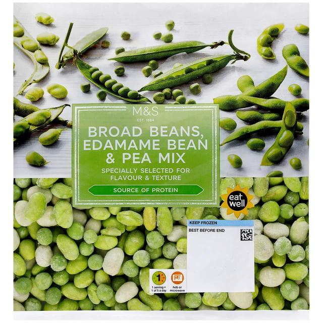 M & S Broad Beans, Edamame Bean & Pea Mix Frozen, 500g