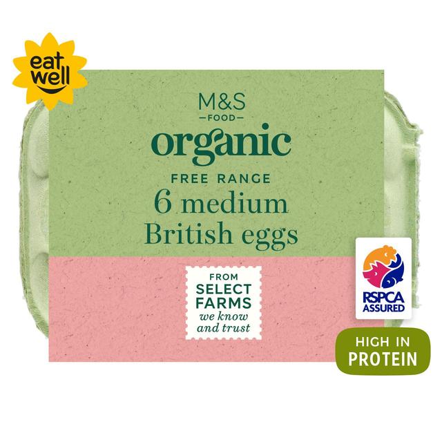 M & S Organic Free Range Medium Eggs, 6 Per Pack