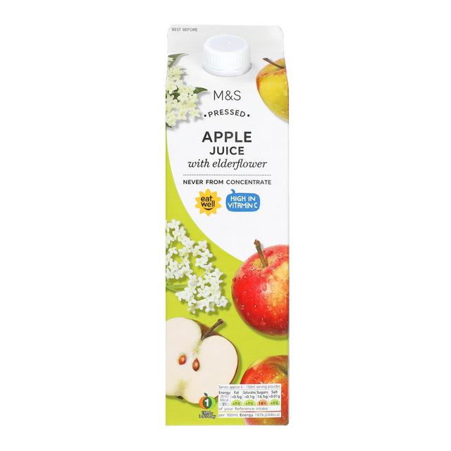 M & S Pressed Apple Juice With Elderflower, 1l