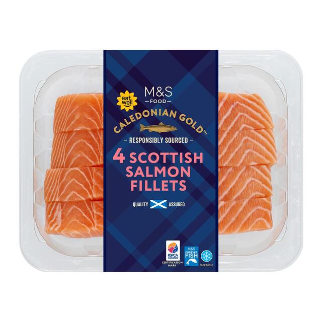 M & S 4 Scottish Salmon Fillets Skin On, 480g