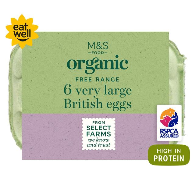 M & S Organic Free Range Very Large Eggs, 6 Per Pack