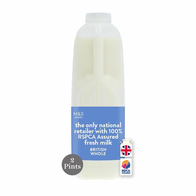 M & S Select Farms British Whole Milk 2 Pints, 1.136l