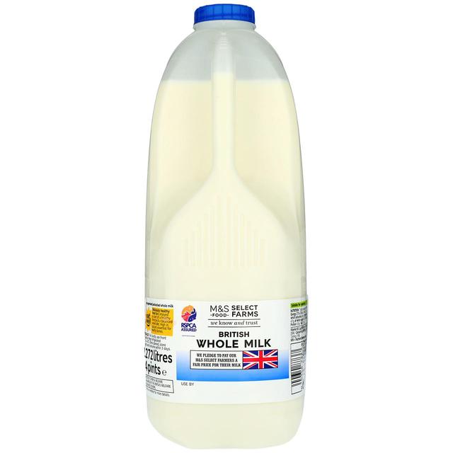 M & S Select Farms British Whole Milk 4 Pints, 2.272l