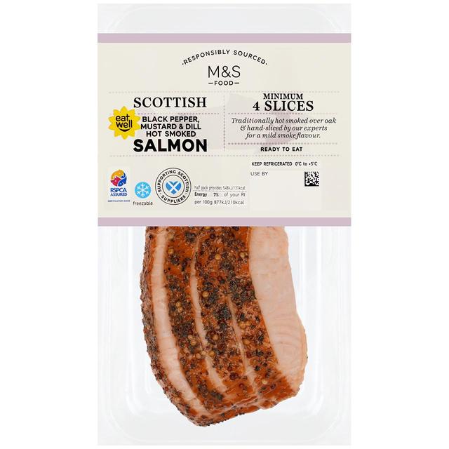 M & S Kiln Smoked Salmon 4 Slices, 125g