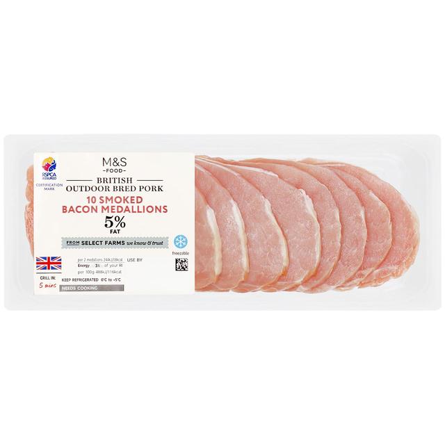M & S Select Farms Smoked Bacon Medallions Less Than 5% Fat, 250g
