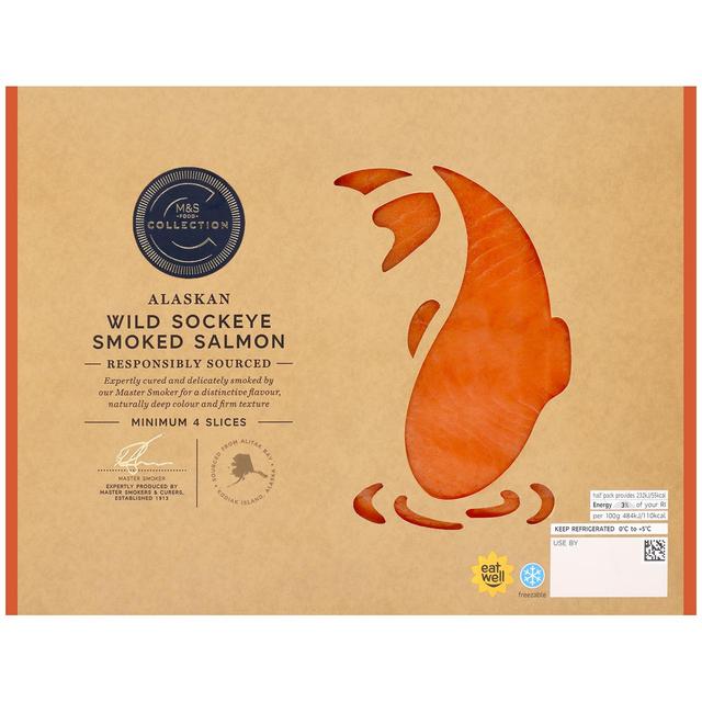 M & S Collection Wild Alaskan Smoked Salmon 4 Slices, 100g