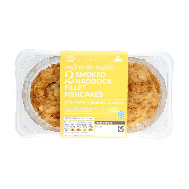 M & S 2 Smoked Haddock Fishcakes Melt in the Middle, 290g