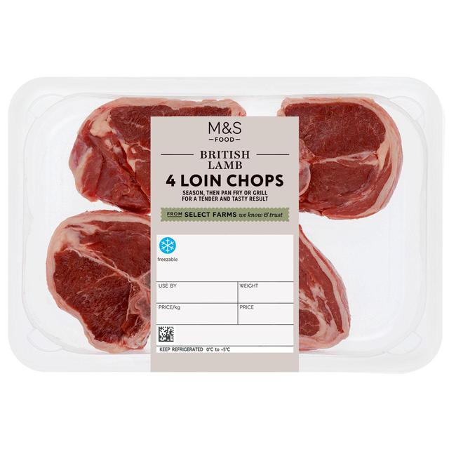 M & S Select Farms 4 British Lamb Loin Chops, 360g