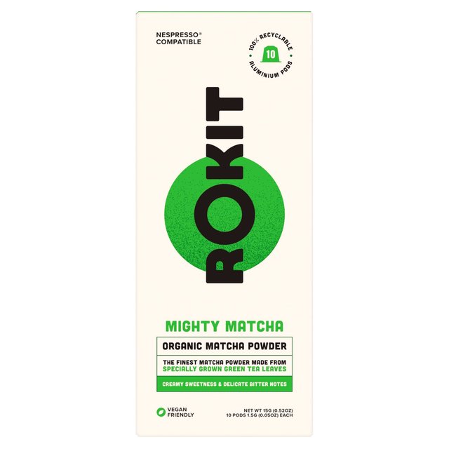 Rokit Pods Organic Matcha Green Tea Nespresso Compatible Pods, 10 per Pack