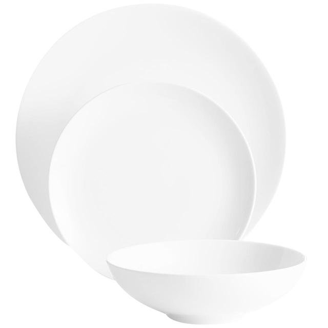 M & S Maxim Coupe Porcelain Dinner Set, White, 12 Per Pack