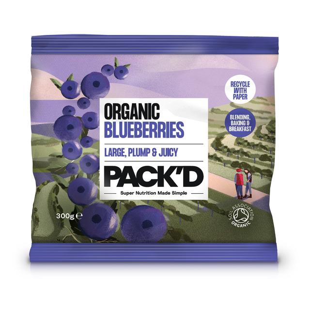 PACK’D Organic & Large Sun-Ripened Blueberries, 300g