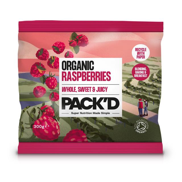 PACK’D Organic & Whole Sun-Ripened Raspberries, 300g