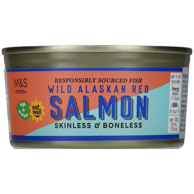 M & S Wild Alaskan Red Salmon Skinless & Boneless, 170g