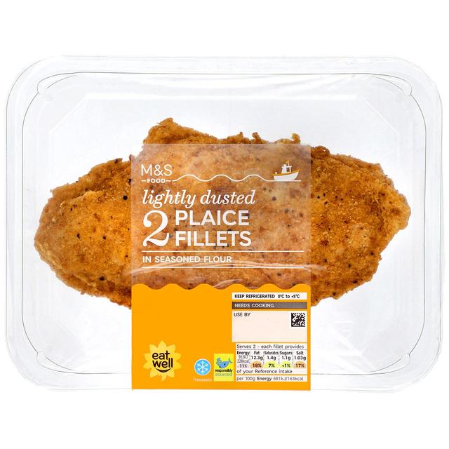 M & S 2 Lightly Dusted Plaice Fillets, 280g