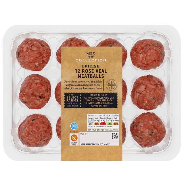 M & S Select Farms 12 British Rose Veal Meatballs, 300g
