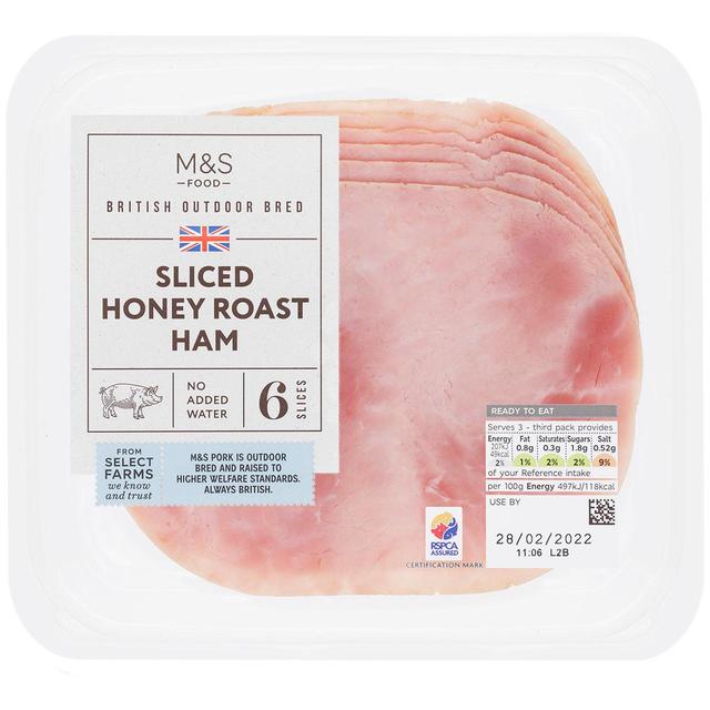 M & S British Sliced Honey Roast Ham, 125g