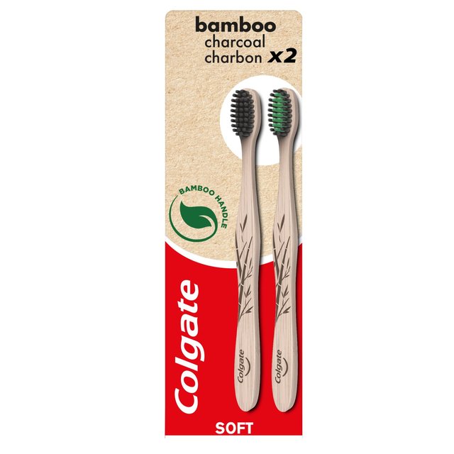 Colgate Bamboo Charcoal Soft Toothbrush, 2 Per Pack