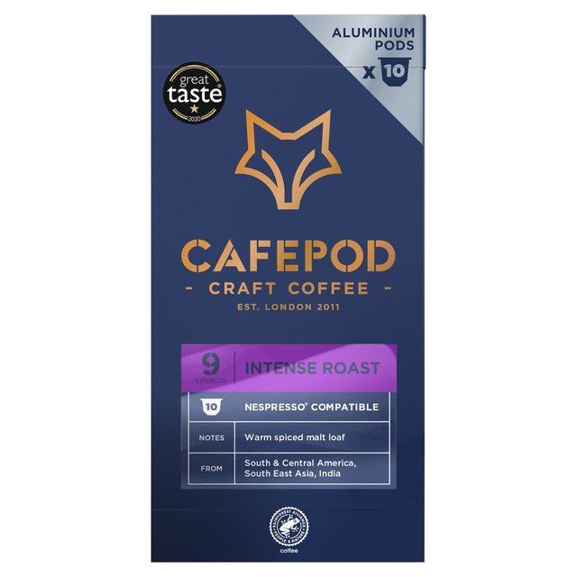 CafePod Intense Roast Nespresso Compatible Aluminium Coffee Pods, 10 Per Pack